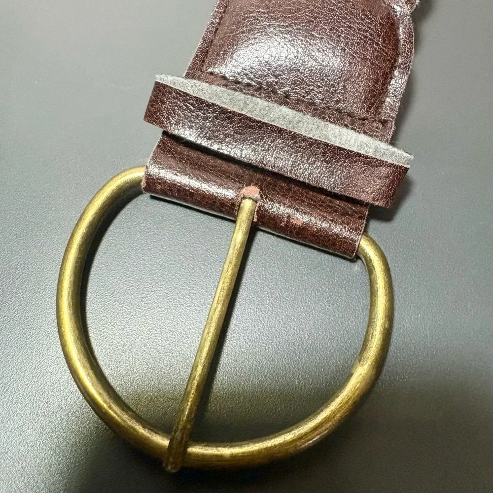 Brown Braided Belt with Gold Buckle